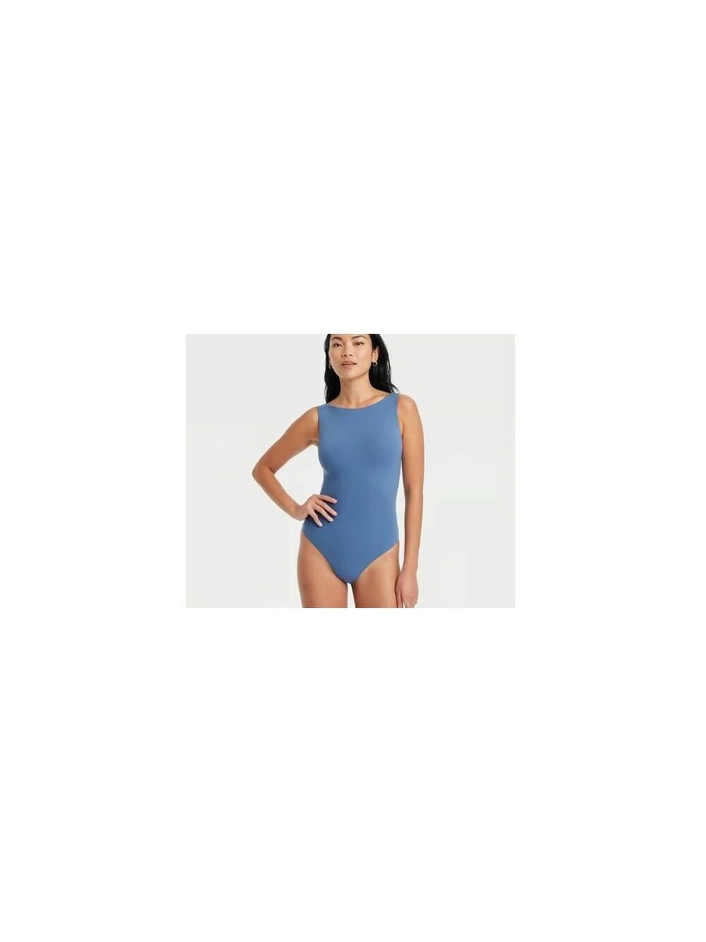 Auden Luxe Stretch Fully Lined Bodysuit Dark Blue Size S